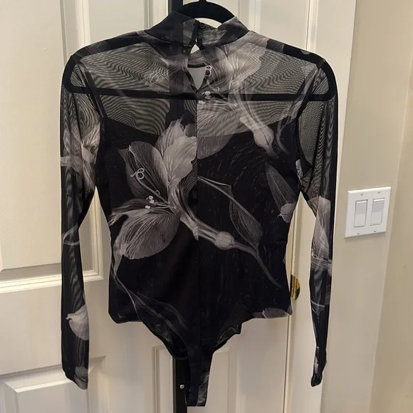 All Saints Black and Gray Floral Bodysuit - Picture 11 of 12
